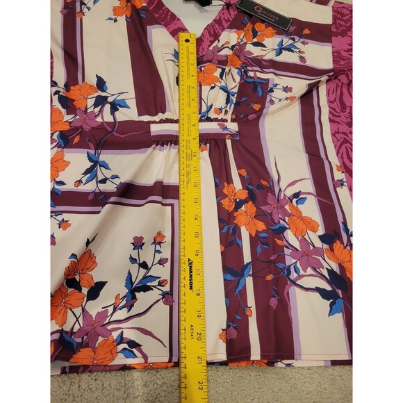 NWT HSN C Wonder Christian Siriano Floral Blouse V Neck Top Very Oversized-XS/S - Picture 6 of 10